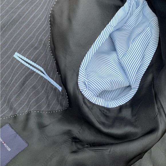 Tommy 100% Wool Pinstriped Two Button Blazer Suit Sport Coat Men’s size L 42 - Picture 12 of 15